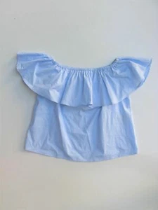 Boho Top Stretch Cotton Cold Shoulder Ruffle Top XS - Designer - Foto 1 di 4