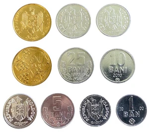 Moldawien 5 Münzen Set 1, 5, 10, 25, 50 Bani UNC Weltmünzen - Bild 1 von 1