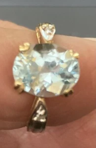 10 k Solid Yellow Gold With 3.21ctw Precious Stones Genuine Diamonds and Topaz - Picture 1 of 3