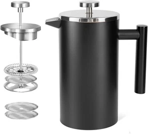 Caffettiera 4 Tazze Acciaio Inox Pressa Francese Doppia Parete Coibentata Caffè - Foto 1 di 6
