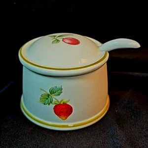 Wedgewood "Fruit Sprays" Jam, Sugar, Mustard Pot, Jar w/lid and Spoon ceramic - Picture 1 of 8