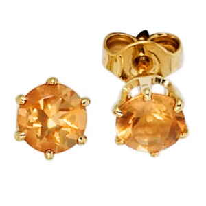 Pendientes Con Citrino Amarillo-Naranja 5,3Mm & 585 Oro Amarillo Para Damas - Imagen 1 de 1