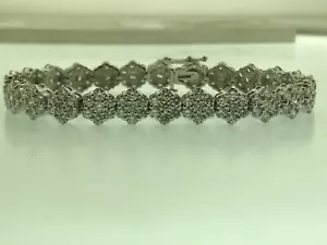14.05 Ct ttw Round Diamond Tennis Bracelet in 14 kt. Cluster Mounting - Picture 1 of 6