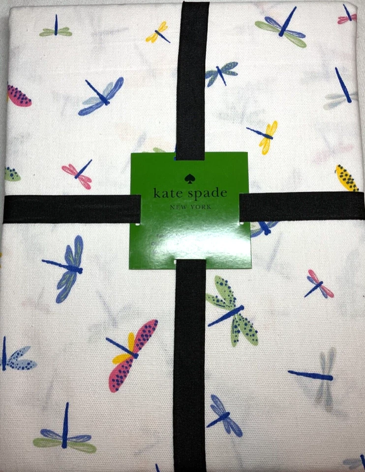 KATE SPADE TABLECLOTH WHITE DRAGONFLY 60 X 84 100% COTTON NIP - Image 1 of 1