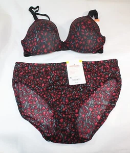 NUEVO WARNER'S esto no es un SUJETADOR 1593 Y CORTE ALTO conjunto sin PROBLEMA DE PELLIZCO NEGRO ROJO - Imagen 1 de 6