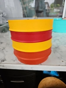 Vintage TUPPERWARE Stackable Cereal Bowls Set Of 4 Harvest Colors #1356 - Picture 1 of 10