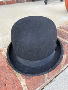 Sombrero Derby Bowler Negro Knox De Colección EE. UU., 6 7/8 Super Fino, R. J. Becht &sons - Imagen 1 de 10