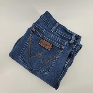 Pantalones de mezclilla Wrangler retro ajustados corte bota para hombre 36x36 lavado oscuro - Imagen 1 de 8