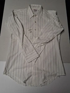 Camisa Elbeco Blanca Azul Rayas Botón Manga Larga Talla L 15 1/2-33 - Imagen 1 de 6