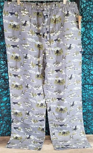 Eddie Bauer Mr Favorite Flannel Sleep Pajama Pants Mens XL Slate Gray Dogs Geese - Picture 1 of 16