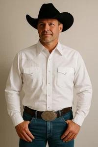 Camicia Wrangler Western Pearl fantasia bottoni a pressione nuova con etichetta - bianca taglia small - Foto 1 di 4