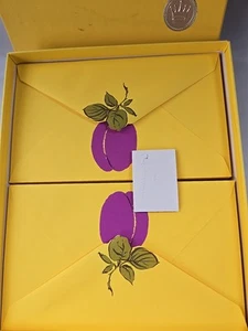Vintage Hallmark Plum Pretty Pack Stationery Set Fruit Yellow Purple - Picture 1 of 5