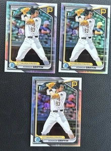 (3) 2024 BOWMAN DRAFT CHROME KONNOR GRIFFIN 1st RC REFRACTOR LOT #bdc- - Picture 1 of 6