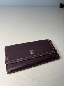 Vintage Coach New York Leather Purple Trifold Wallet Clutch - Picture 1 of 11