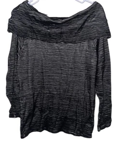 Anthropologie Dolan Left Coast schwarz gerippt gestreift Wasserfallausschnitt Top Größe Large - Bild 1 von 6