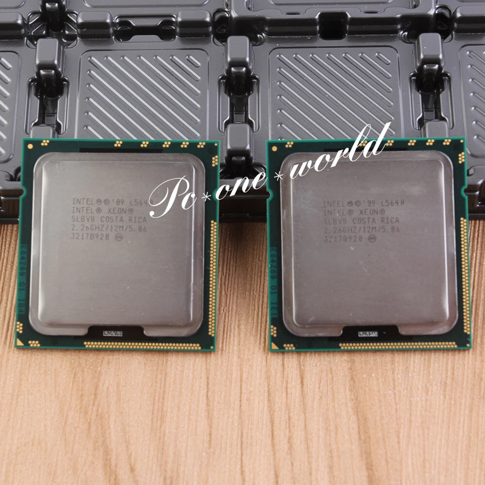 A pair Intel Xeon L5640 2.26GHz Processor LGA 1366 CPU 2933 MHz 12MB Six-Core - Image 1 of 1