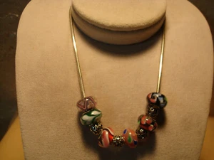 Milor Vintage Sterling Silver GLASS Colored Beads &.925 beads Necklace - Picture 1 of 9