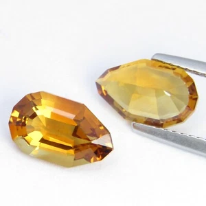 3.83Cts 100% Natural Splendid Pear Shape Citrine 10.7x6.4mm Matching Pair - Picture 1 of 7