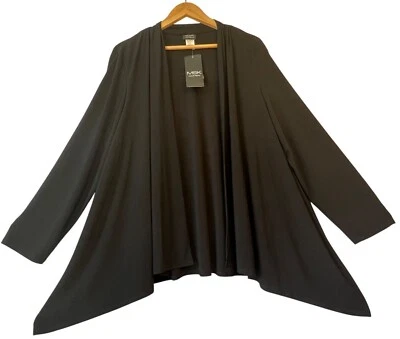 Chaqueta cárdigan MSK para mujer negra frente abierto 3X 95% poliéster 5% spandex nueva con etiquetas Foto 1 de 4