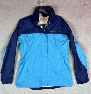 Marmot Women’s Large Colorblock Blue Outdoors Lightweight Zip Parka Hood - Picture 1 of 12