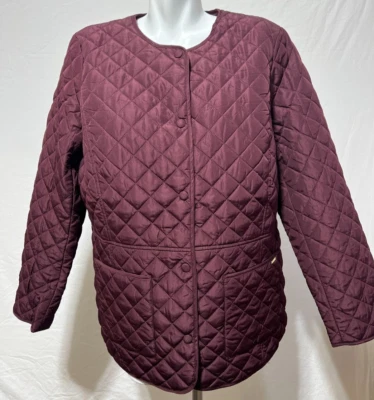Anne Klein Women Burgundy Jacket New NWT Small Quilted Collarless Spring New NWT - Image 1 of 4