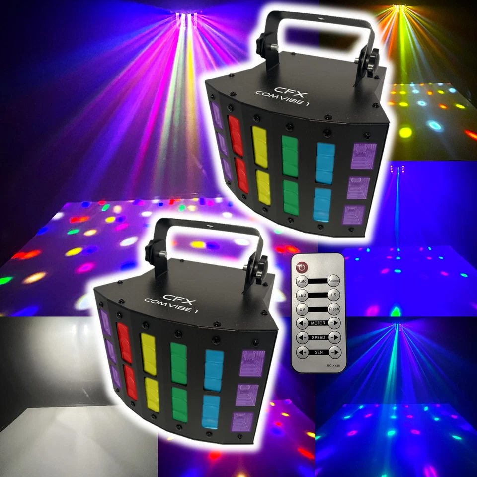 PAIR - CFX COMVIBE 1 DISCO LIGHT - 3 IN 1 - LED DERBY +  STROBE + UV - SEE VIDEO - Image 1 of 4
