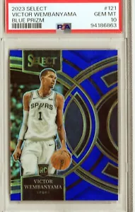 2023 Panini Select VICTOR WEMBANYAMA Rookie Premier Level Blu (RC) #121 PSA 10 - Foto 1 di 2