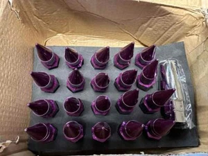 NEW 20 Pieces Purple Aodhan Lug Nuts 12 x 1.5 Steel Spiked - Picture 1 of 3