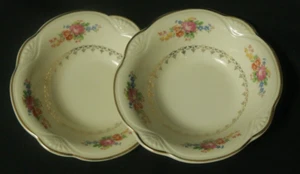 2 Homer Laughlin M207 DESSERT BOWL 's (set of TWO) Multicolor Floral, Gold - Picture 1 of 6