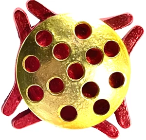 Vintage Mary Oros Gold/Rot Harz Anstecknadel/Brosche 3 1/2" x 3" breit - Bild 1 von 7