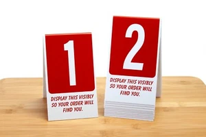Números de mesa de plástico 1-100, estilo tienda, rojo con número blanco, envío gratuito - Imagen 1 de 1