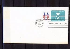US First Day Cover: SC#1519 flag on Non-Profit Volunteers Embossed Envelope U568 - Picture 1 of 2