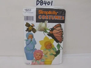 SIMPLICITY SEWING PATTERN COSTUMES 7868 TODDLER 1 , 2 , 3 4 BUTTERFLY BEE FLOWER - Picture 1 of 3
