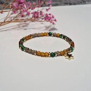 Perlenarmband aus Rauchquarz, Malachit und Hämatit, Armband Positive Energie - Bild 1 von 3