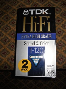 NEW SEALED TDK Hi-Fi 2 Pack VHS Videotape T-120 Extra High Grade Super Avilyn - Picture 1 of 2