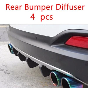 4Pcs Rear Bumper Lower Diffuser Lip PVC material Shark Fin Spoiler For All Car - Picture 1 of 10