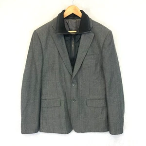 English Laundry Zip Up Blazer Jacket XL Black Gray Formal Preppy Modern Lined - Picture 1 of 19