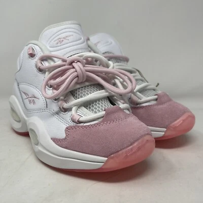NEW Reebok Question Mid Allen Iverson "Pink Toe" White GX9357 Size 5.5Y and 6.5Y - Image 1 of 4