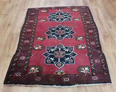 OLD WOOL HAND MADE BALOCH ORIENTAL FLORAL RUNNER AREA RUG CARPET144X110 CM - Image 1 of 4
