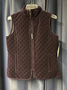 Chaps Ralph Lauren Velvet Nylon Reversible Purple Quilted Vest Small NWT NOS - Picture 1 of 8
