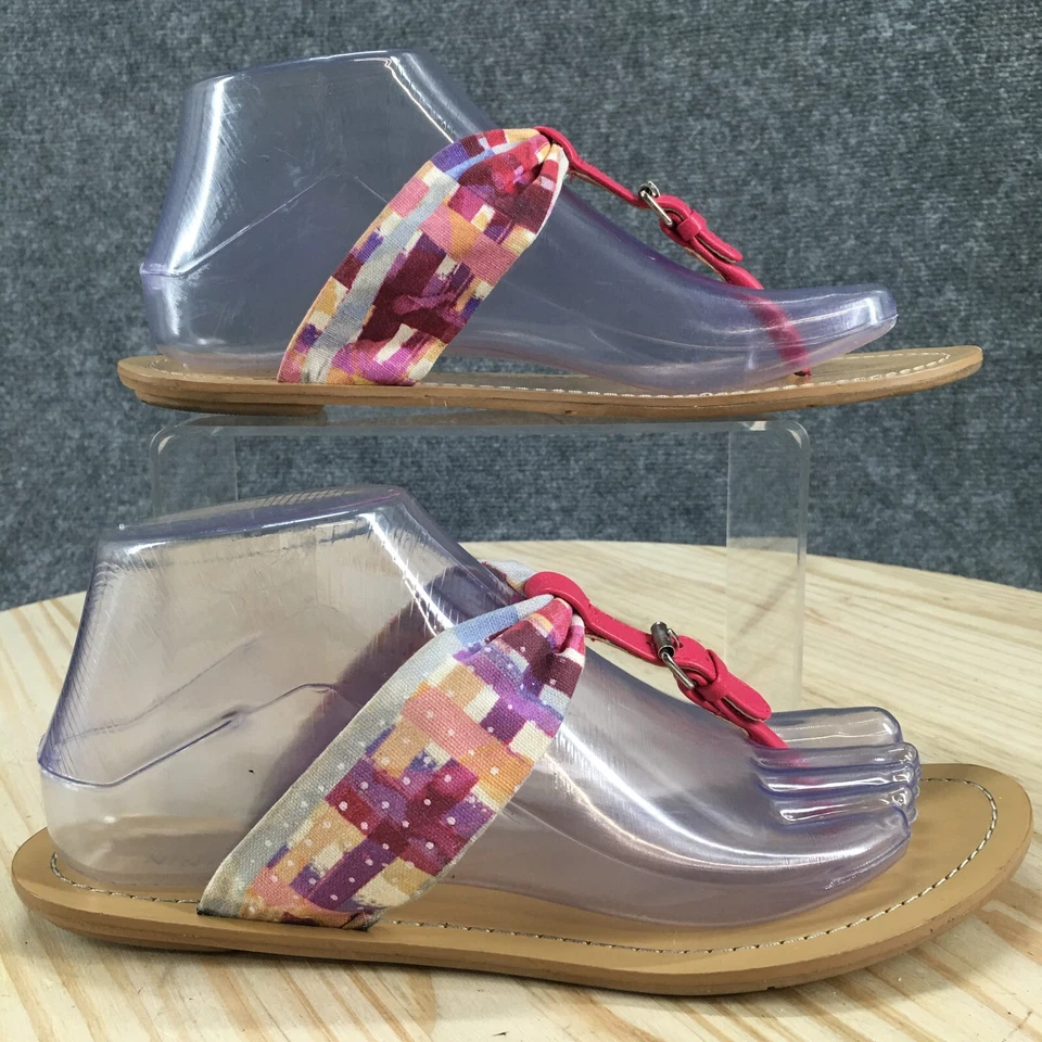 Nine West Sandals Womens 8 M Spice It Up Thong Flats Slip On Pink Casual Ope Toe - Image 1 of 4