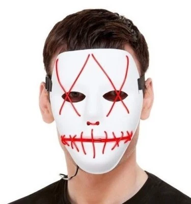 Stitch Mask LED Purge Halloween Costume Glow in Dark Light Up Scary Festival - image 1 of 2