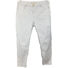 Michael Kors Jeans Womens Sz 12 White Cotton Selma Skinny Stretch Gold Raw Hem
