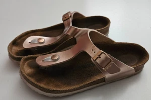 Sandali Birkenstock Gizeh elettrici rame metallizzato ragazza 34 US 4 T cinturino barra - Foto 1 di 8