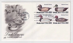 TurtlesTradingPost- Duck Decoys 1985 #2138-41 FDC Artcraft Cachet - Picture 1 of 1