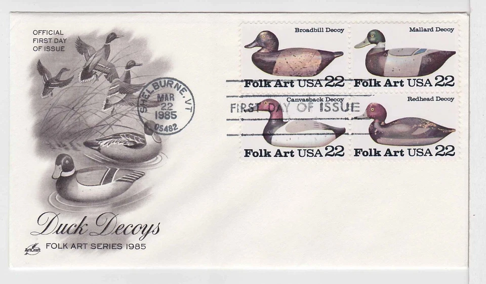 TurtlesTradingPost- Duck Decoys 1985 #2138-41 FDC Artcraft Cachet - Image 1 of 1