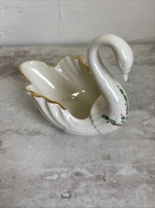 Vintage Lenox Christmas Swan Porcelain Trinket Dish About 5 Inches - Picture 1 of 5