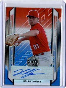 BLAZE JORDAN 2021 Leaf Metal Baseball Red White & Blue RAINBOW RC AUTO 4/10 - Picture 1 of 3