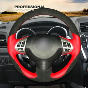 DIY Custom Hand Stitch Black Suede Steering Wheel Cover For Mitsubishi Lancer EX - Foto 1 di 5