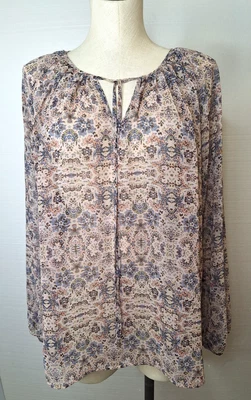 Cabi Woman's Size M Floral Multicolored Blouse Peasant Semi Sheer Top - Image 1 of 4